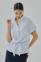 Aubrielia Pinstripes Tie-Front Shirt