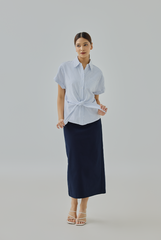 Aubrielia Pinstripes Tie-Front Shirt