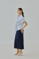 Aubrielia Pinstripes Tie-Front Shirt