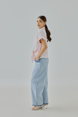 Aubrielia Pinstripes Tie-Front Shirt