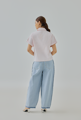 Aubrielia Pinstripes Tie-Front Shirt