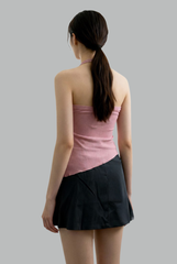 Ellie Ribbed Padded Asymmetrical Halter Top