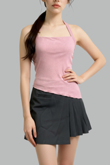 Ellie Ribbed Padded Asymmetrical Halter Top