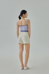 Solla Contrast-Knit Sleeveless Crop Top