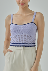 Solla Contrast-Knit Sleeveless Crop Top