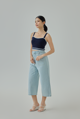 Solla Contrast-Knit Sleeveless Crop Top