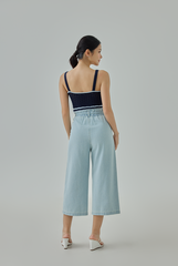 Solla Contrast-Knit Sleeveless Crop Top