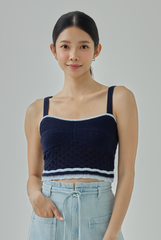Solla Contrast-Knit Sleeveless Crop Top