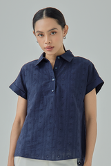 Vera Eyelet Collared Blouse