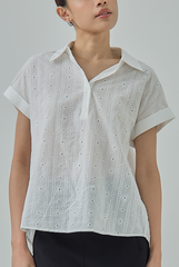 Vera Eyelet Collared Blouse