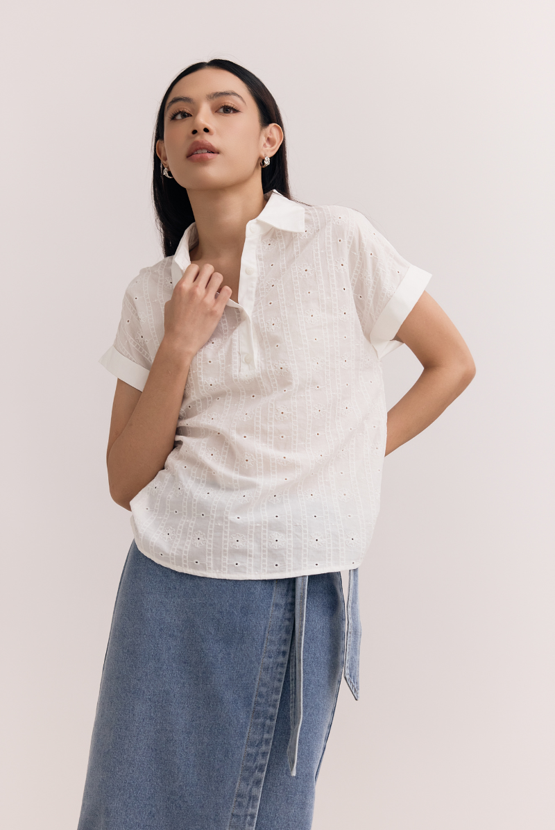 Vera Eyelet Collared Blouse