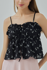 Mila Bow Print Front Tie Top