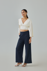 Zel Padded Satin Bell Sleeves Top