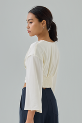 Zel Padded Satin Bell Sleeves Top