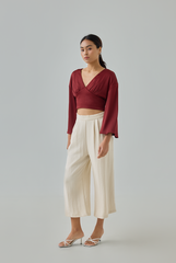 Zel Padded Satin Bell Sleeves Top