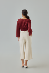 Zel Padded Satin Bell Sleeves Top