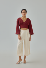 Zel Padded Satin Bell Sleeves Top