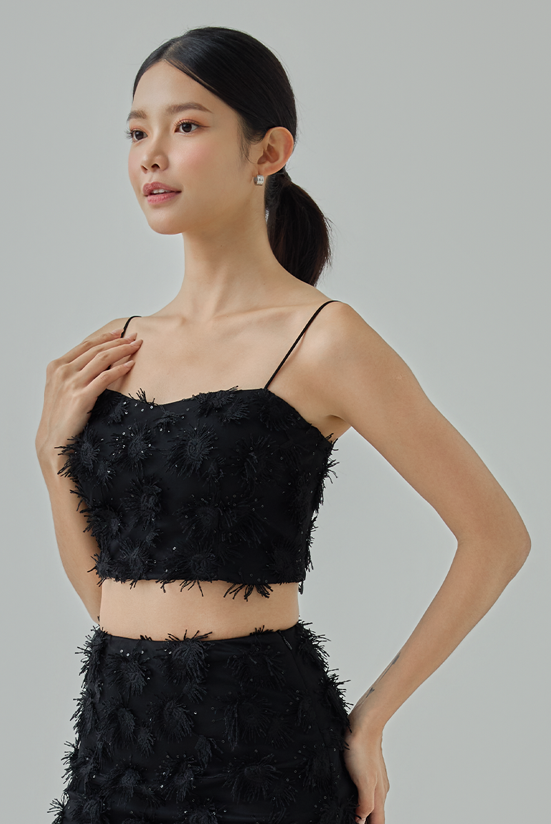 Ariana Padded Feather Crop Top