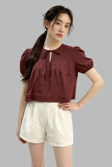 Seraphina Puff Sleeve Pleated Top