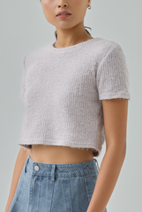 Auslyn Furry Knit Crop Top