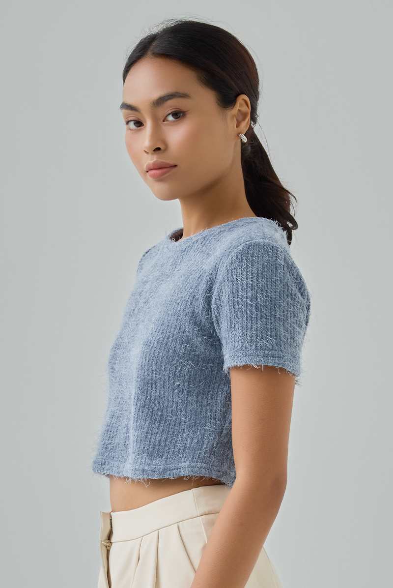 Auslyn Furry Knit Crop Top