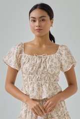 Abby Floral Printed Peplum Top