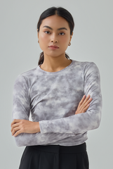 Elyra Watercolor Print Fitted Top