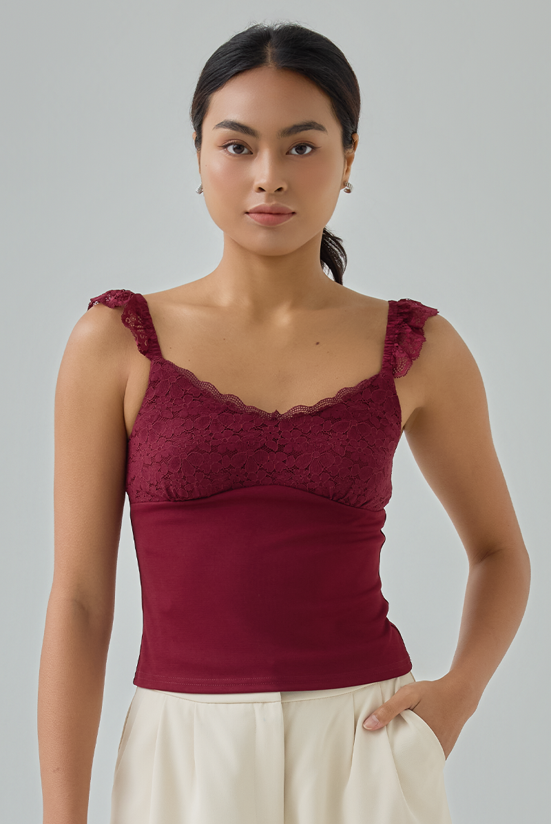 Daphne Padded Lace Trim Top