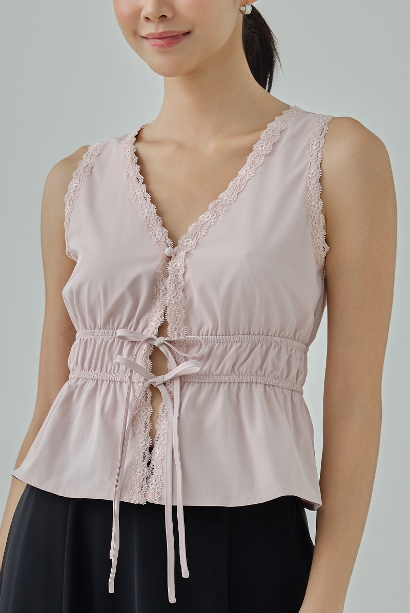 Elias Lace-Trim Ribbon Top