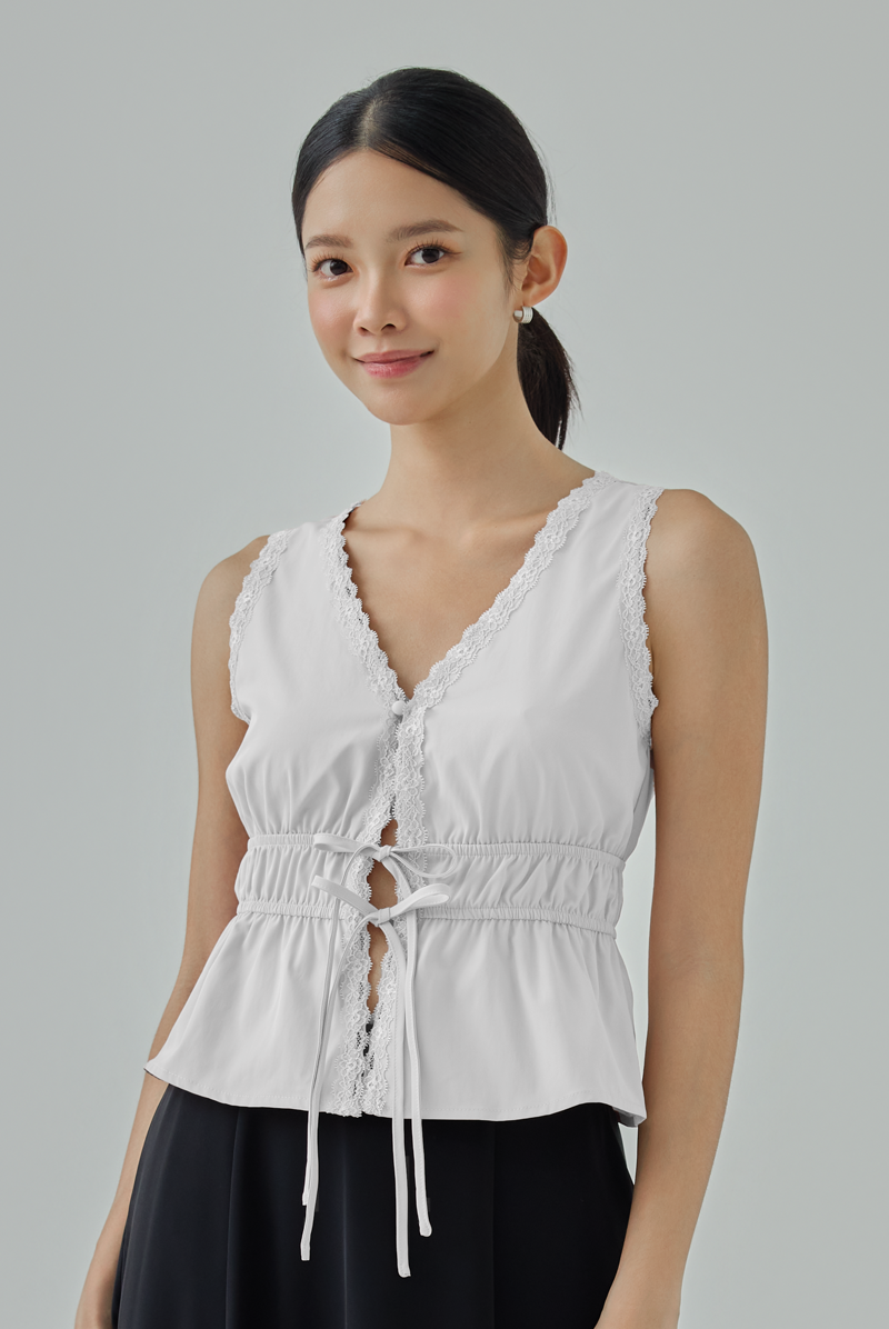 Elias Lace-Trim Ribbon Top