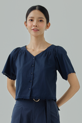 Elias Lace Trim Button Blouse