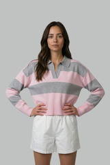 Mara Striped Polo Knit Top