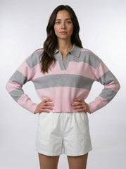 Mara Striped Polo Knit Top