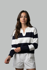 Mara Striped Polo Knit Top