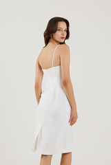 Back Slit Midi Dress in White