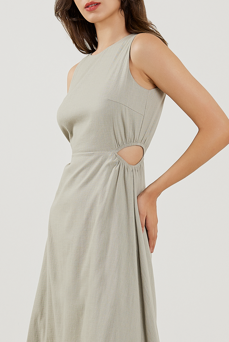 Cut-Out Midi Dress in Clay