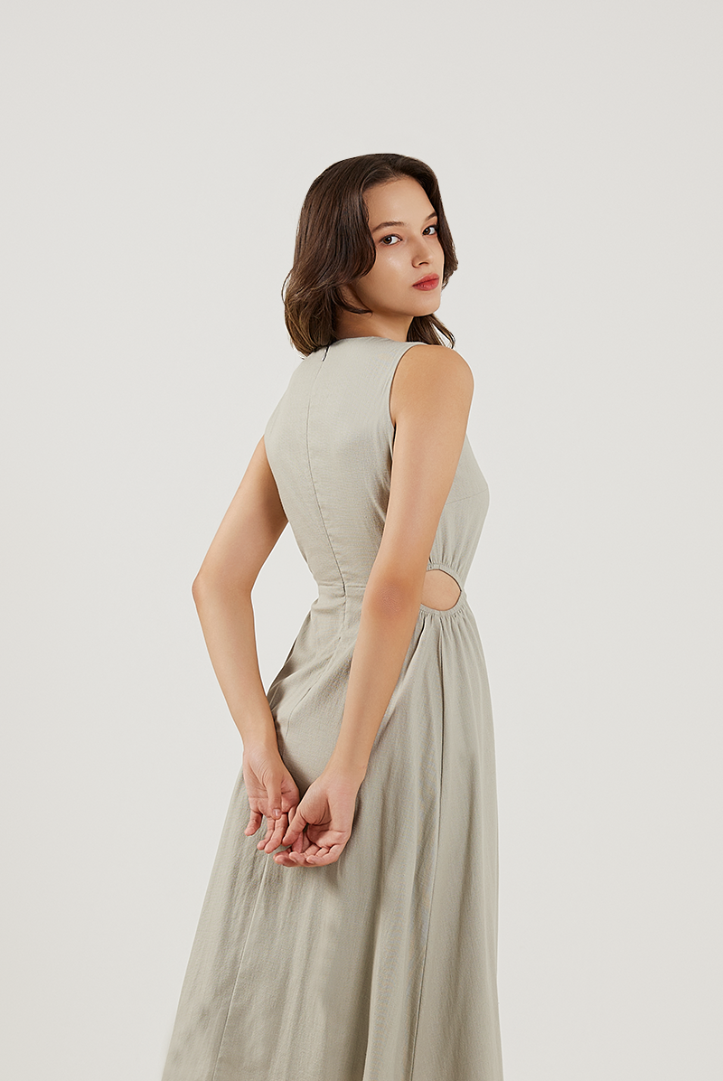 Cut-Out Midi Dress in Clay