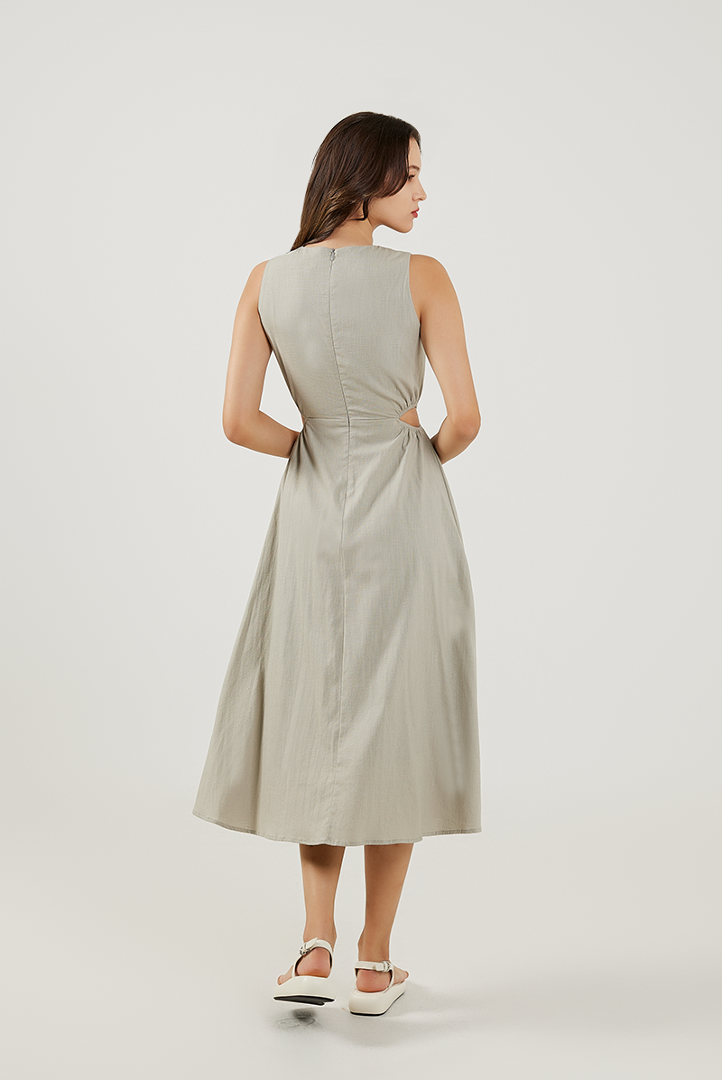 Cut-Out Midi Dress in Clay