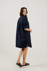 Button Down Peasant Sleeves Dress