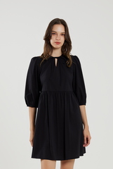 Puff Sleeves Mini Dress in Black