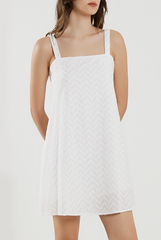 Embroidered Thick Strap Dress in White