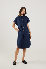 Cuffed Sleeves Cotton Dress