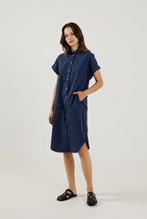 Cuffed Sleeves Cotton Dress