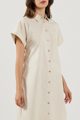 Cuffed Sleeves Cotton Dress