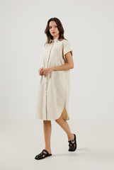 Cuffed Sleeves Cotton Dress