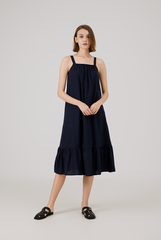 Drop Waist Dress in  Navy Blue