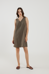 Sleeveless Cotton Mini Dress in Fern Green