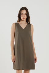 Sleeveless Cotton Mini Dress in Fern Green
