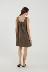 Sleeveless Cotton Mini Dress in Fern Green