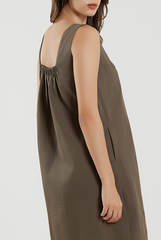 Sleeveless Cotton Mini Dress in Fern Green